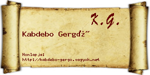 Kabdebo Gergő névjegykártya